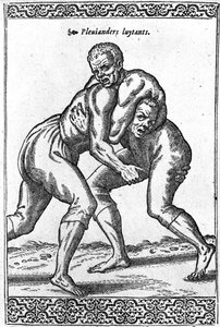 ニコラ・デ・ニコライ著「レ・ナビ、旅人たち、航海、フェイク・エン・ラ・トゥルキー」のイラスト、1577年に公開されたトルコのレスラー